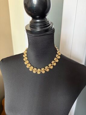 Vintage 1980s Gold Bead Collar Necklace & Earrings Set